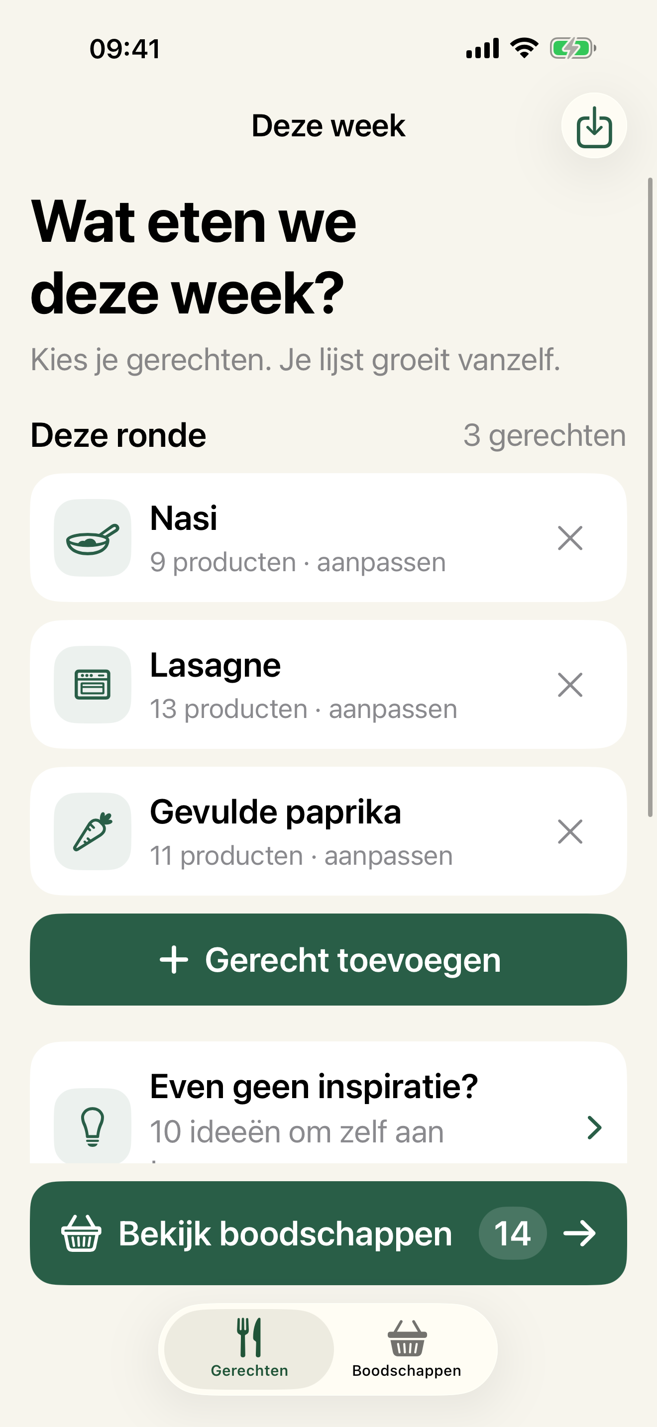 Drie gekozen gerechten in MonsList