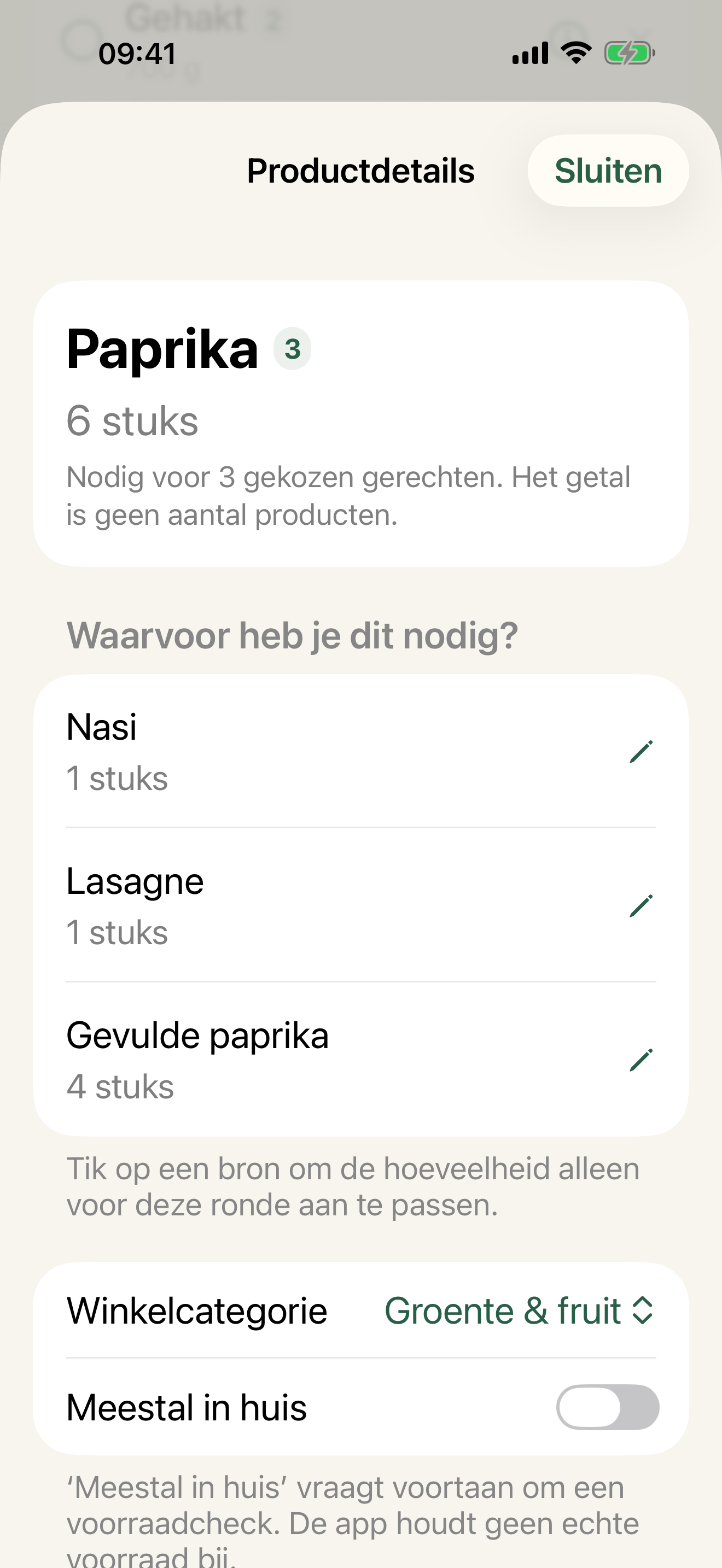 Samengevoegde productdetails in MonsList